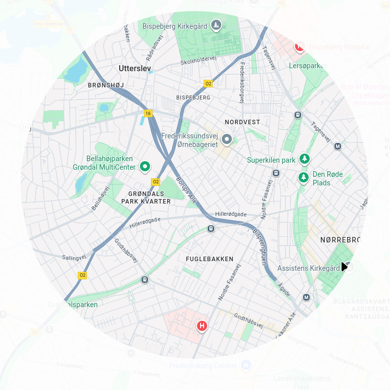 Kort over dækningsområde